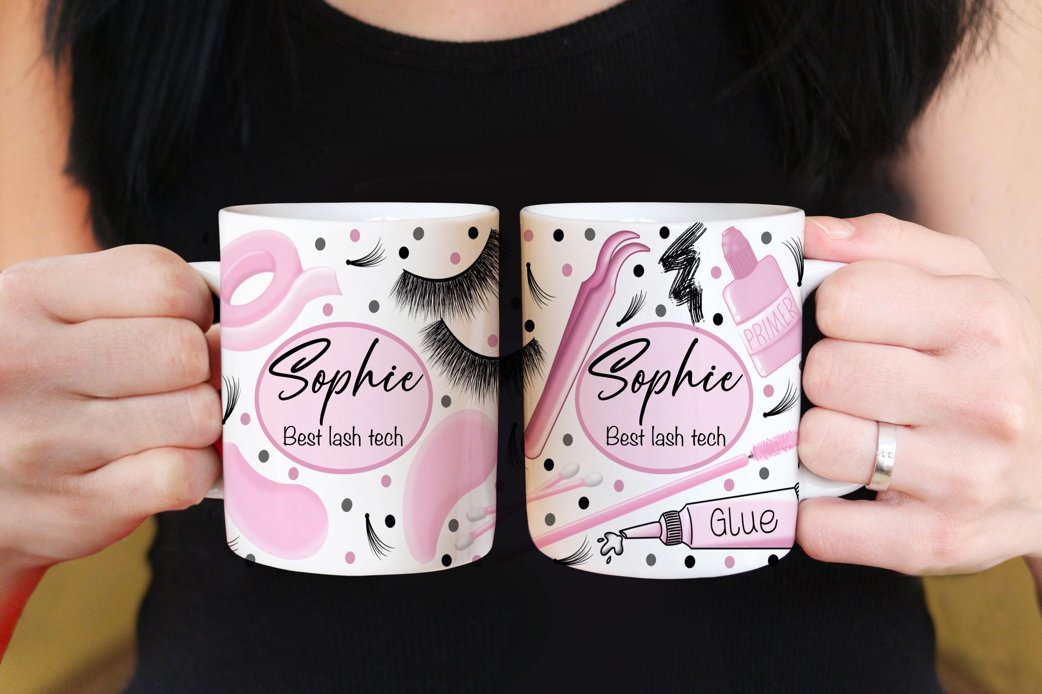 Personalised custom made 12oz lash tech mug