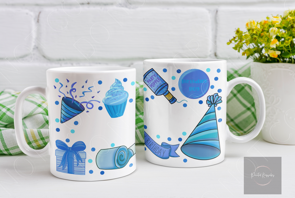 Personalised custom made 12oz blue birthday