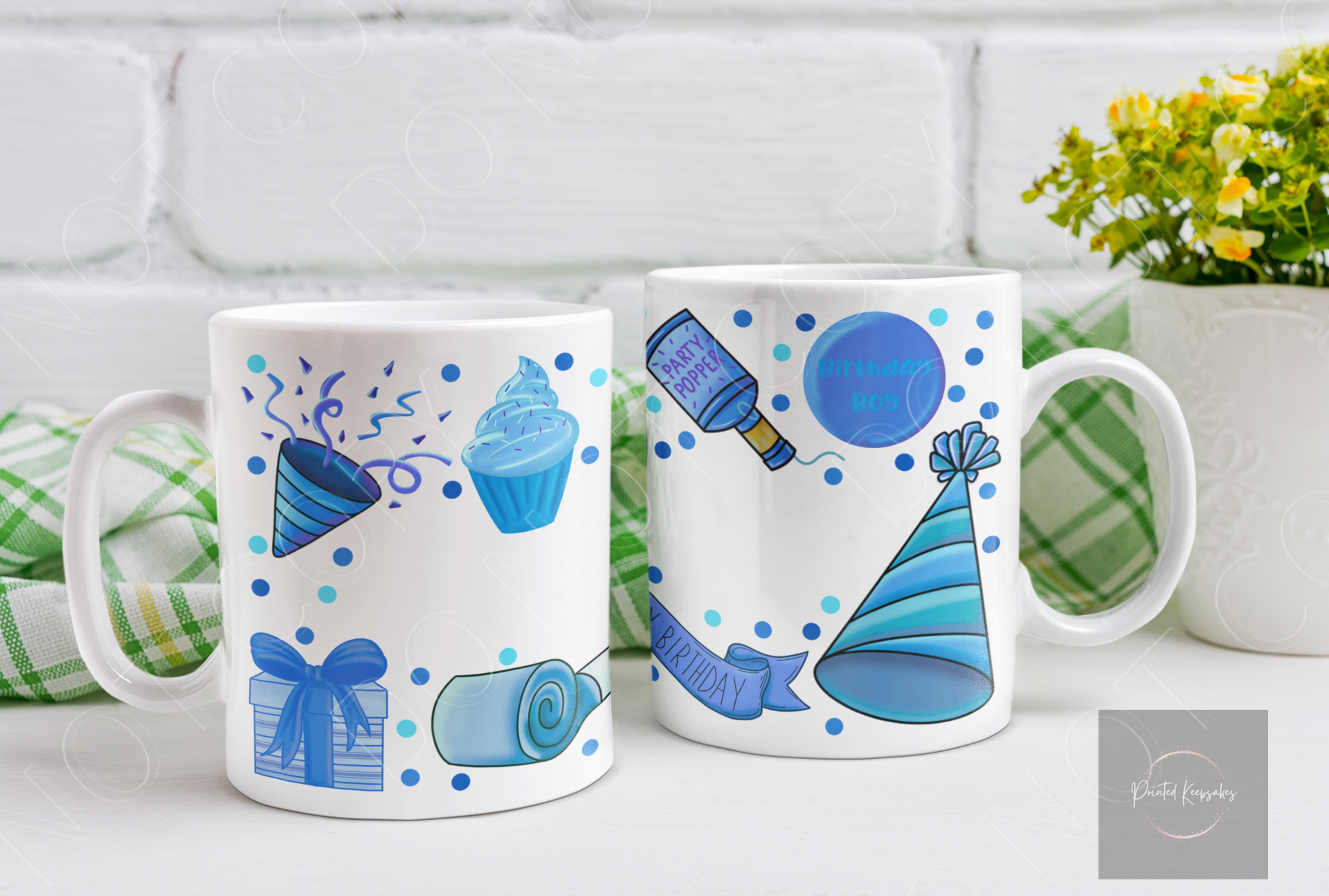 Personalised custom made 12oz blue birthday