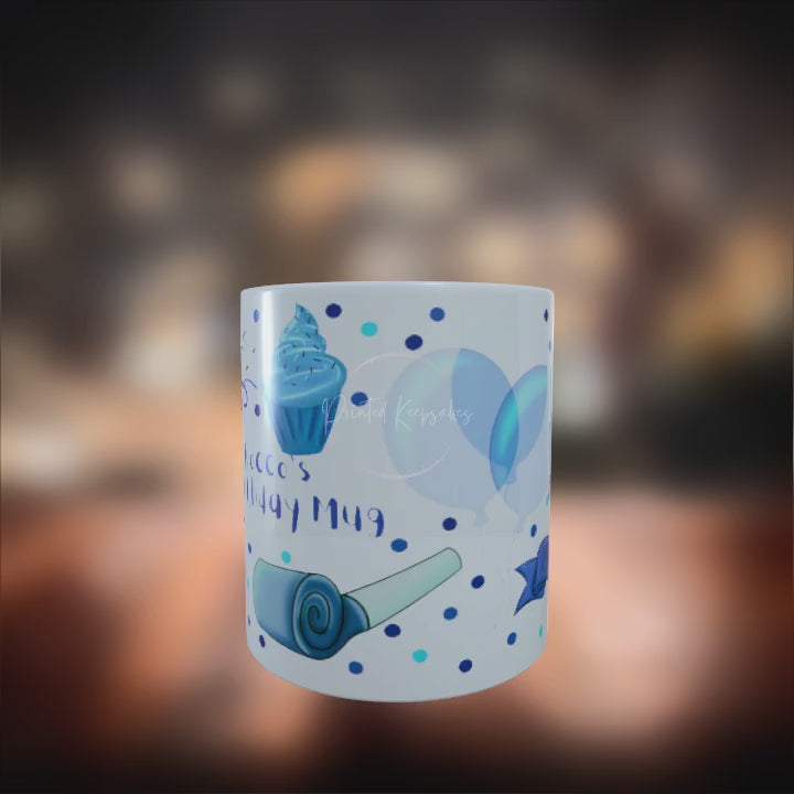 Personalised custom made 12oz blue birthday