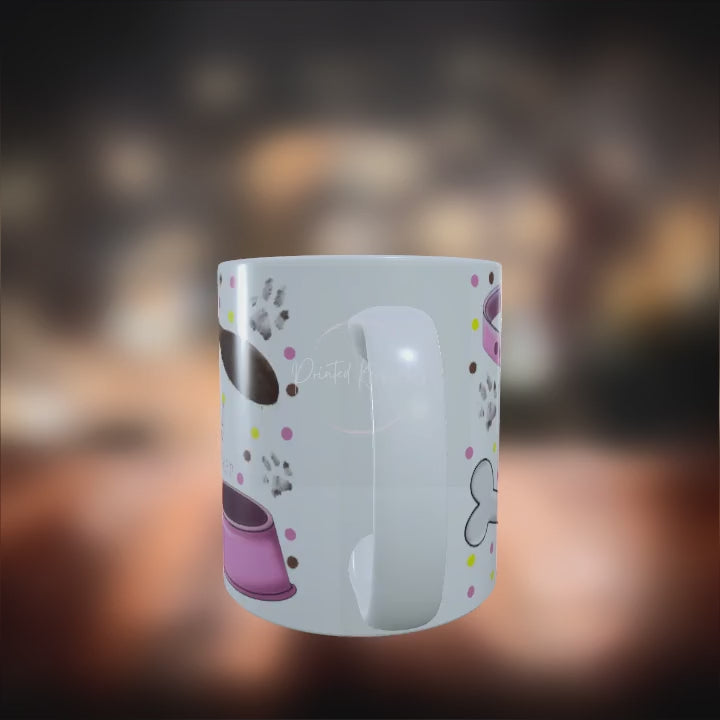 Personalised custom made 12oz Mug Dog WALKER PINK design