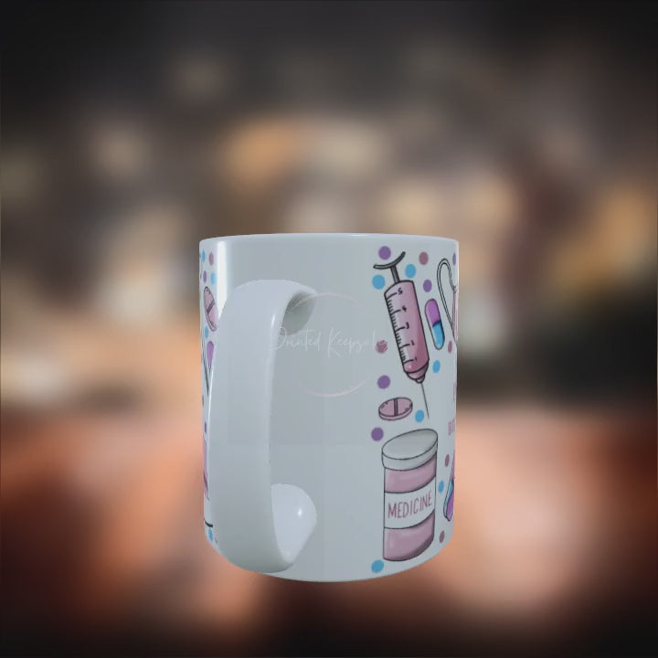 Personalised custom made 12oz Mug pink Nurse design