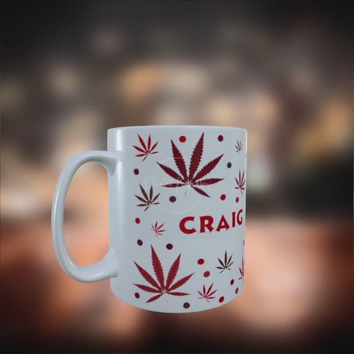 Personalised custom made 12oz Mug red Plant design