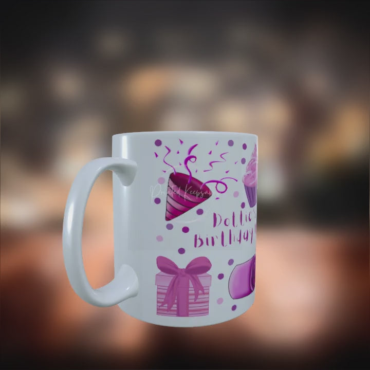 Personalised custom made 12oz pink birthday