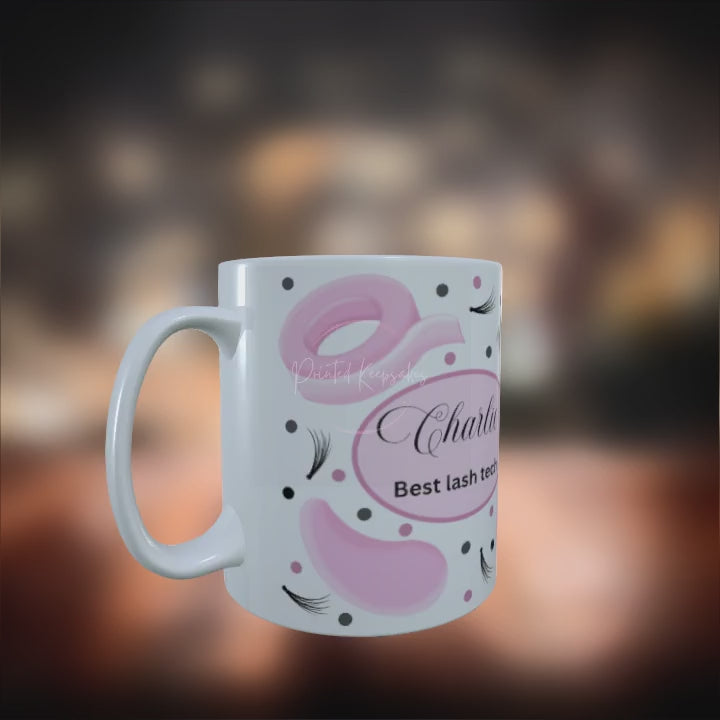 Personalised custom made 12oz lash tech mug