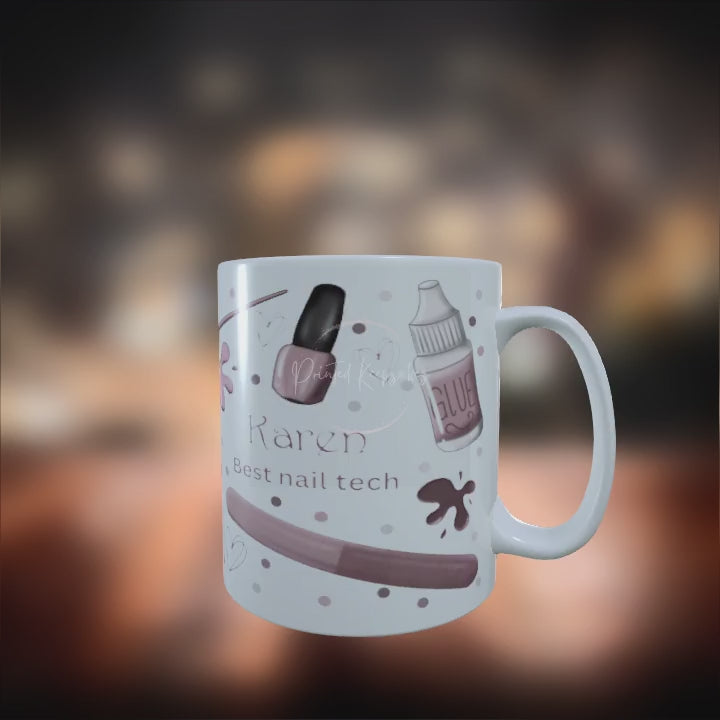 Personalised custom made 12oz nail tech mug