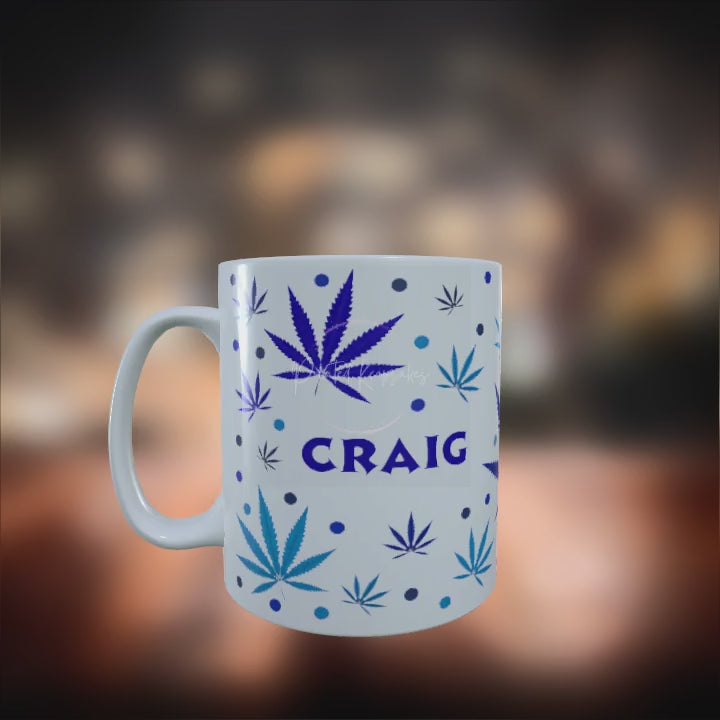 Personalised custom made 12oz blue flower mug