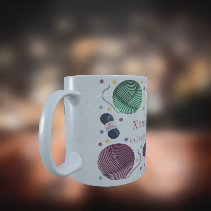 Personalised custom made 12oz Mug Knitting
