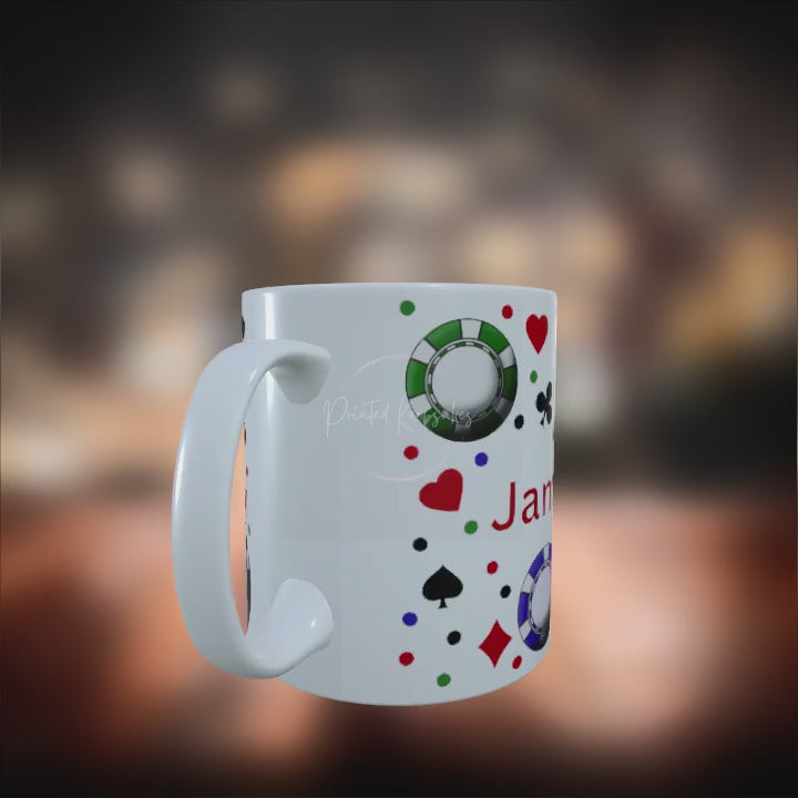 Personalised custom made 12oz Mug poker design